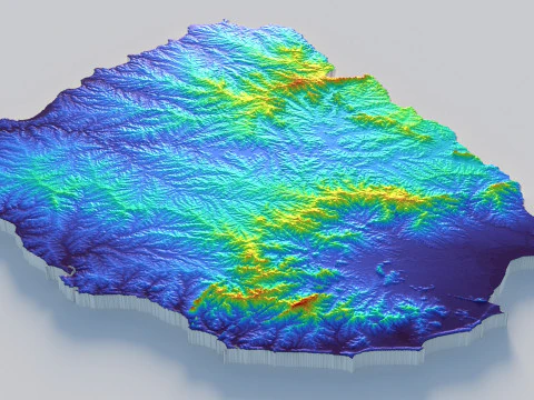 Uruguay terrain map 3D Model
