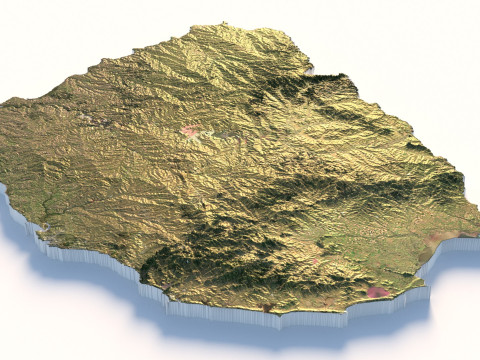 Uruguay terrain map Modèle 3D