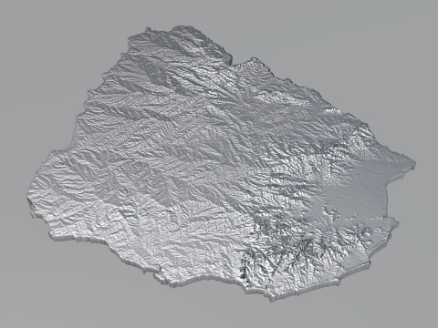 Uruguay terrain map Modèle 3D