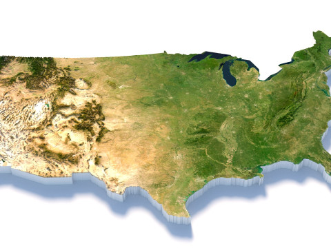 USA terrain map 3D Модель