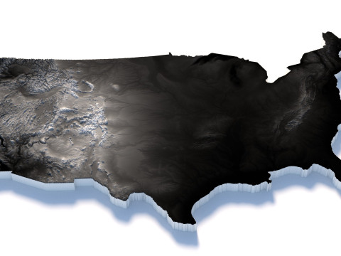 USA terrain map 3D Модель