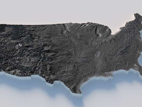 USA terrain map 3D Модель