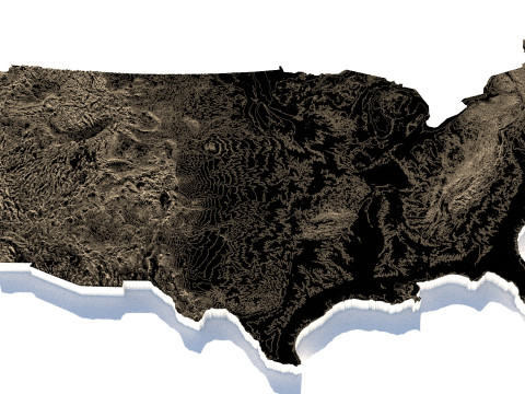 USA terrain map 3D Модель