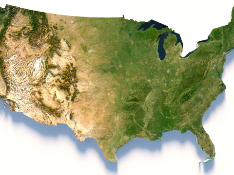 USA terrain map 3D Модель