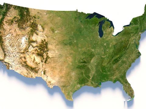 USA terrain map 3D Model
