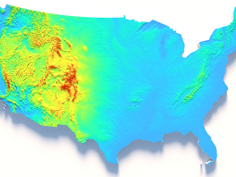 USA terrain map 3D Модель