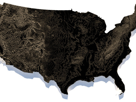 USA terrain map 3D Модель