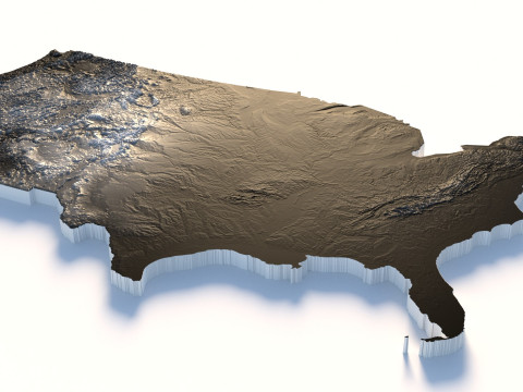 USA terrain map 3D Модель