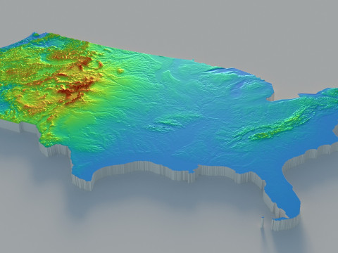 USA terrain map 3D Модель