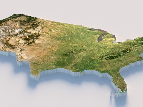 USA terrain map 3D Модель