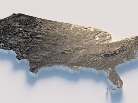 USA terrain map 3D Модель