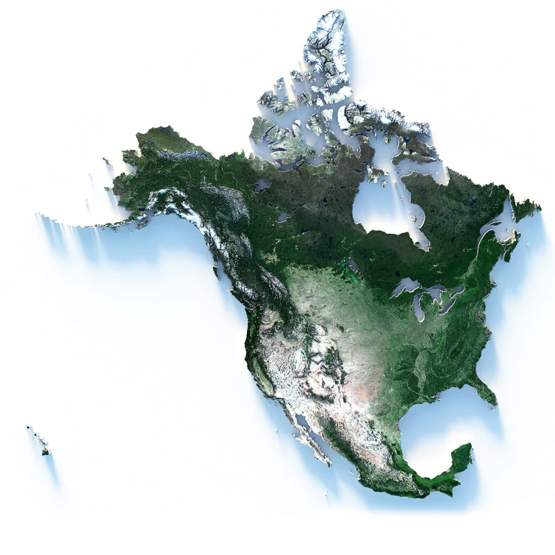 Usa Canada Mexico terrain map 3D Model .c4d .max .obj .3ds .fbx .stl .blend