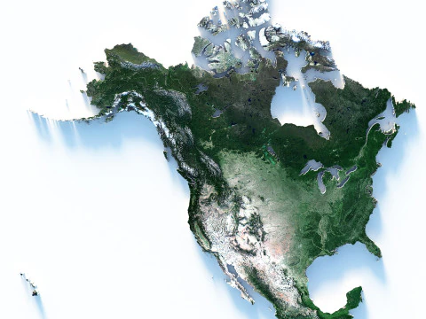 Usa Canada Mexico terrain map 3D Model