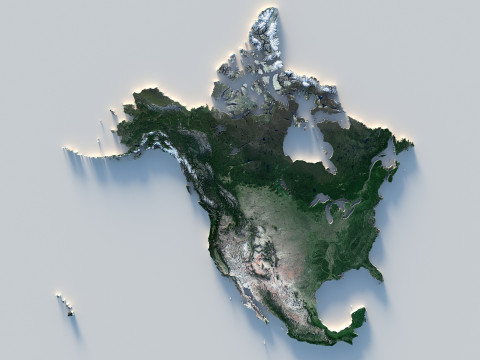 Usa Canada Mexico terrain map 3D Модель