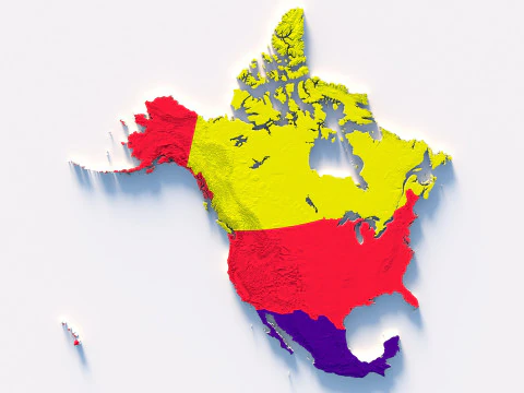 Usa Canada Mexico terrain map 3D Model