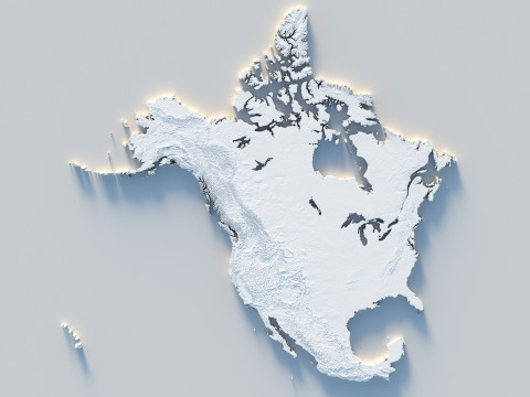 Usa Canada Mexico terrain map 3D Модель