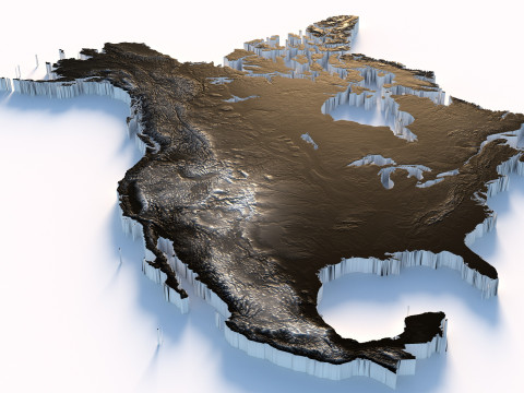 Usa Canada Mexico terrain map 3D Модель