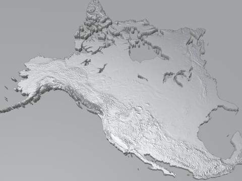 Usa Canada Mexico terrain map 3D Модель