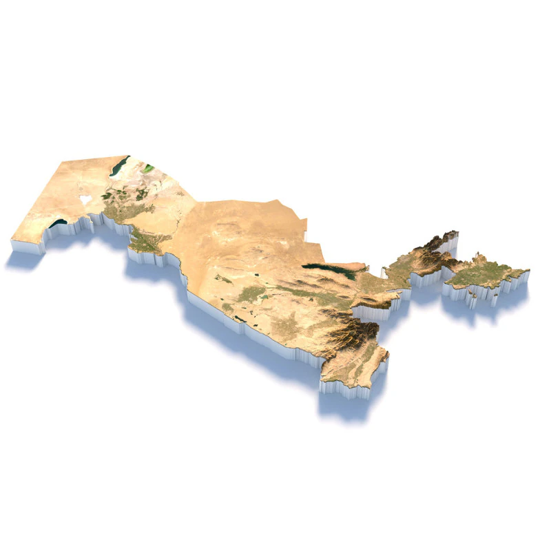 Uzbekistan terrain map 3D Model .c4d .max .obj .3ds .fbx .stl .blend 