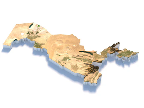 Карта місцевості Узбекистану 3D Модель