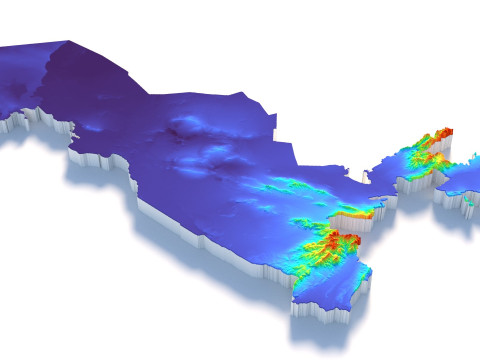 Uzbekistan terrain map 3D Model