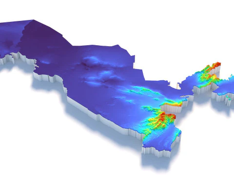 Uzbekistan terrain map 3D Model