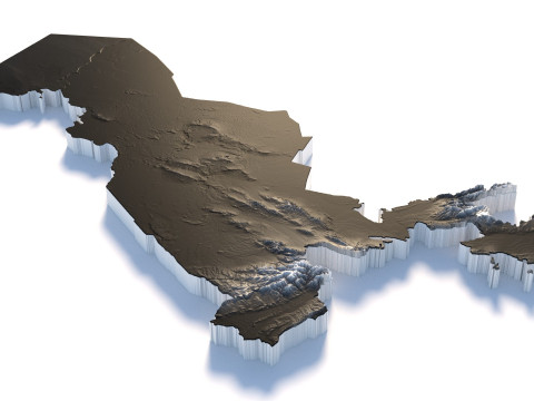 Uzbekistan terrain map 3D Model