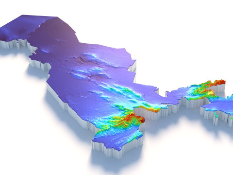 Uzbekistan terrain map 3D Model