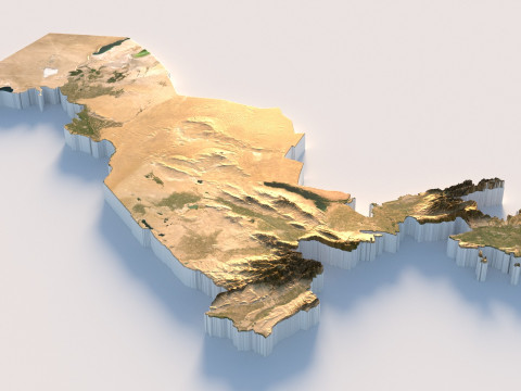 Uzbekistan terrain map 3D Model