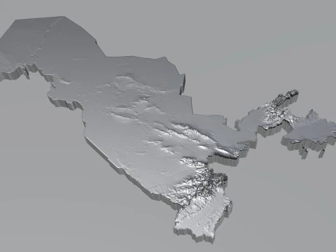 Uzbekistan terrain map 3D Model