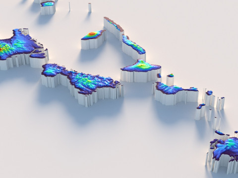 Vanuatu terrain map 3D Модель