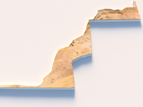 Western Sahara terrain map Modèle 3D