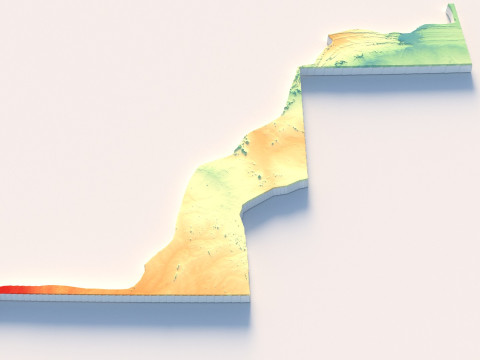 Western Sahara terrain map Modèle 3D