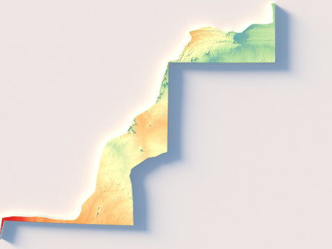 Western Sahara terrain map Modèle 3D