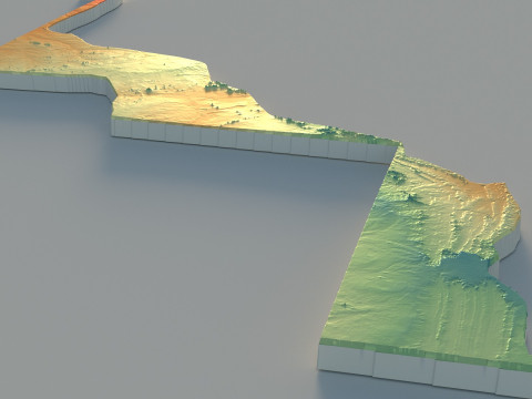 Western Sahara terrain map Modèle 3D