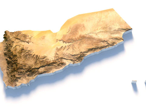 Mappa del territorio dello Yemen Modello 3D