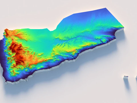 Mappa del territorio dello Yemen Modello 3D
