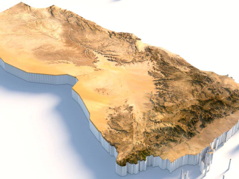 Mappa del territorio dello Yemen Modello 3D