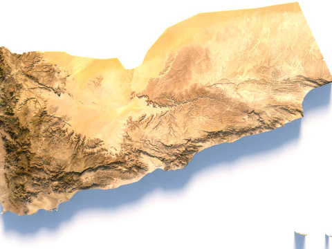 Mappa del territorio dello Yemen Modello 3D