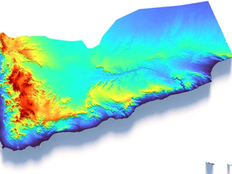 Mappa del territorio dello Yemen Modello 3D