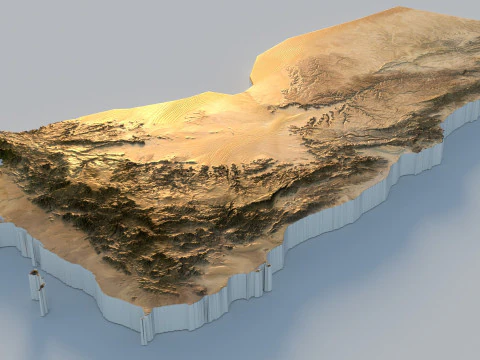 Mappa del territorio dello Yemen Modello 3D