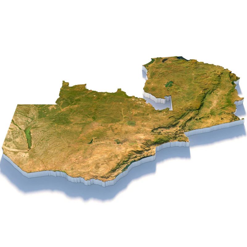 Mapa del terreno de Zambia Modelo 3D .c4d .max .obj .3ds .fbx .stl .blend 