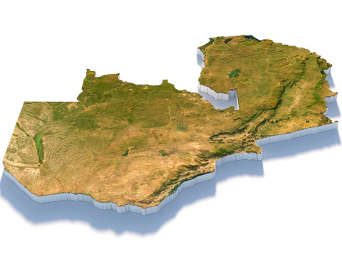 Zambia terrain map 3D Model