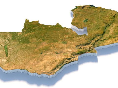 Zambia terrain map Modello 3D