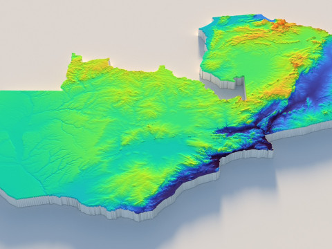Zambia terrain map Modello 3D