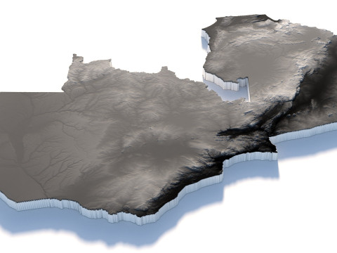 Zambia terrain map Modello 3D