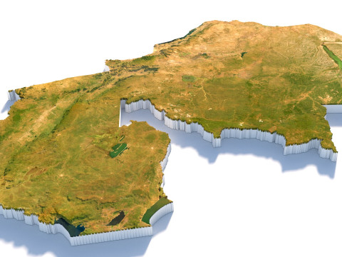 Zambia terrain map Modello 3D