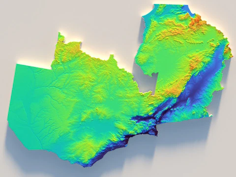 Mapa del terreno de Zambia Modelo 3D