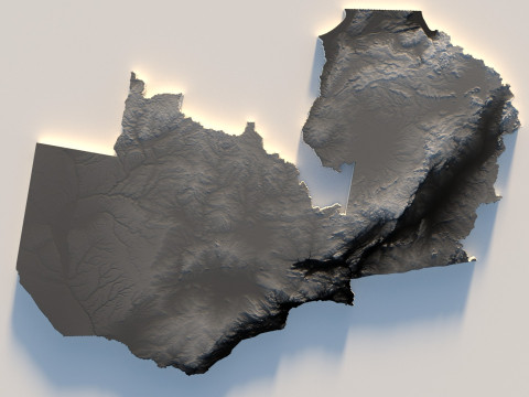 Zambia terrain map Modello 3D