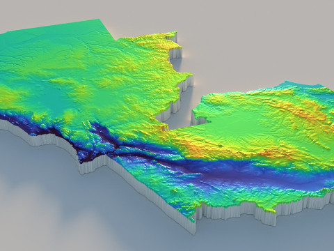 Zambia terrain map Modello 3D